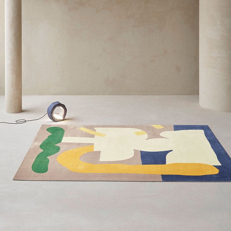 Tapis moderne Beige en Polyester, bloc de couleur, antidérapant, pour l'intérieur, pour la décoration de la maison