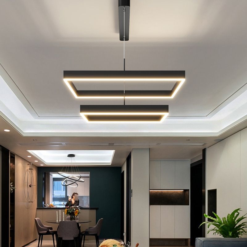 Modern Square Shape Chandelier Light Fixtures Restaurant Hanging Chandelier for Sitting Room