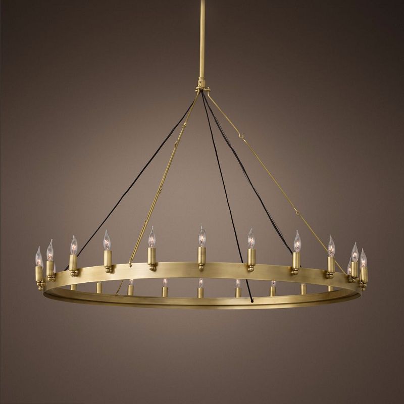 Metal Round Shape Chandelier Postmodern Candle Hanging Lamp for Restaurant