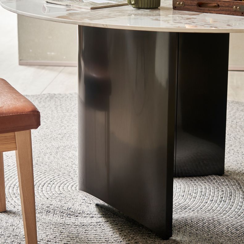 Modern Dining Set 1/4/5/7 Pcs Stone Top Table with Solid Wood Frame Chairs