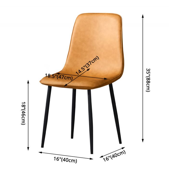 Contemporary Style Metal Chair Kitchen Dining Solid Back Dining Side Chairs