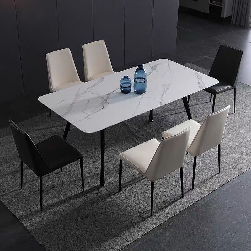 Rectangle Stone Top Dining Table Contemporary Dining Table with 4 Legs