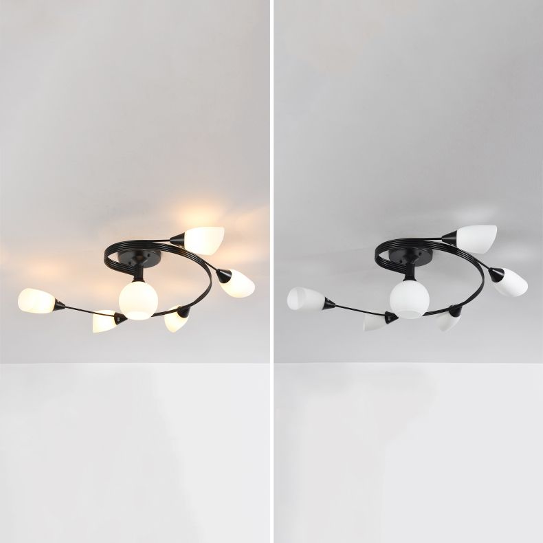 Schattiertes Wohnzimmer halb Flush Deckenleuchte Einfachheit Glasdecke Flush Mount