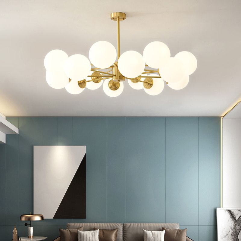 Globe Glass Modernistische kroonluchter Gold Sputnik hanglamp voor woonkamer