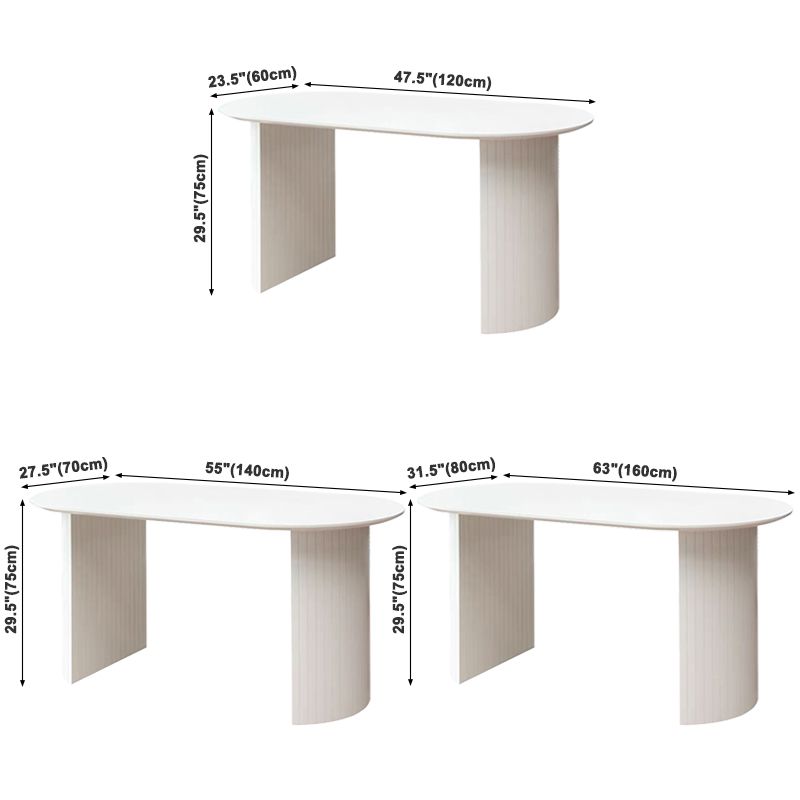 Massief hout eigentijdse ovale eettafel witte houten boventafel voor eetkamer
