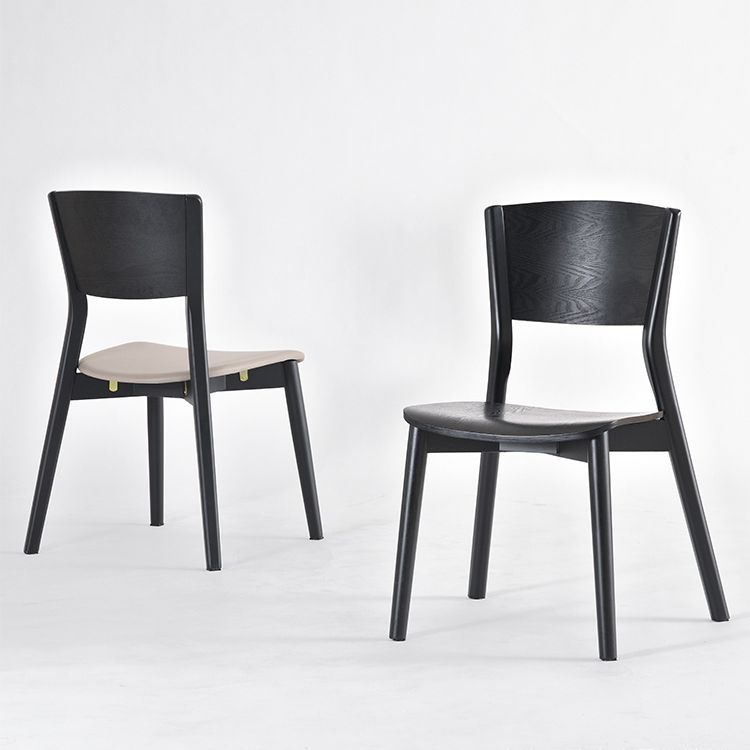 Industrial Armless Dining Chair Kitchen Open Back Chair in Black