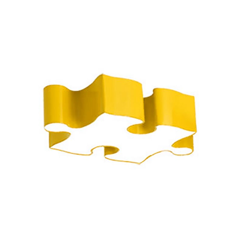 Jigsaw Puzzles Ceiling Flush Light Kids Style Acrylic Red/Yellow LED Flushmount in White/3 Color Light