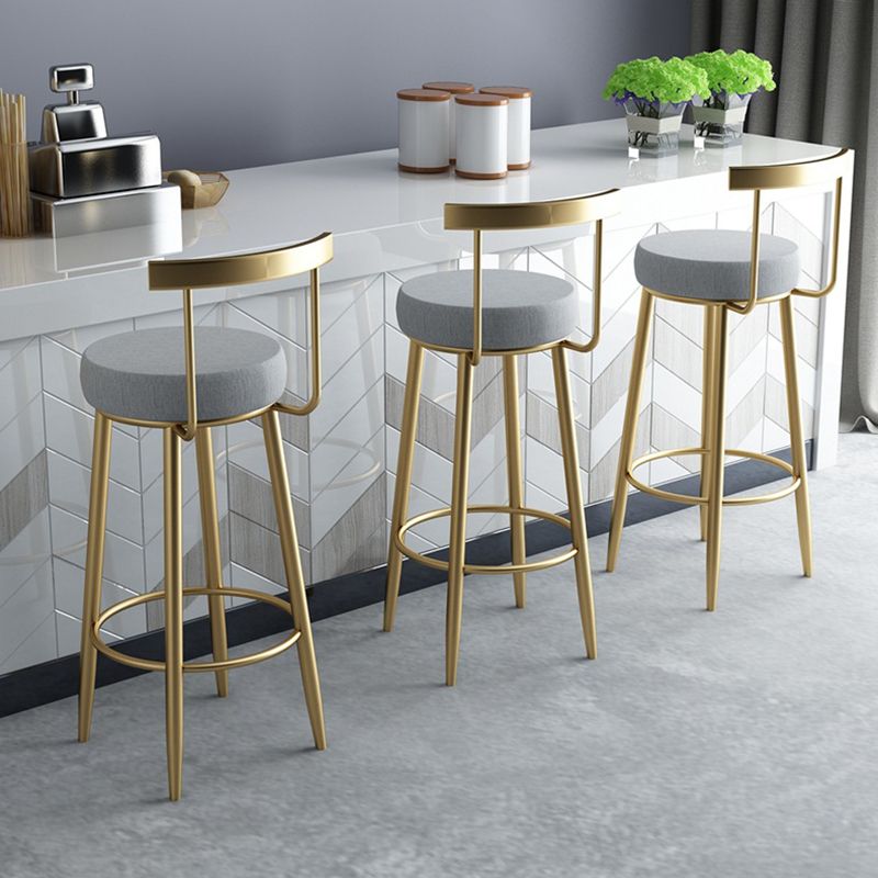 Glam Matte Finish Upholstered Bar Stools Coffee Shop Low Back Stool
