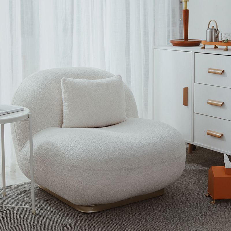 Beige Scandinavian Curved Sofa Tight Back Couch with Tuxedo Arm