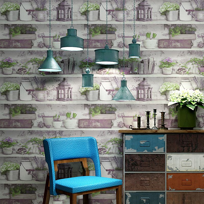 Fresh Plants Store Non-Pasted Wallpaper, 20.5 in x 33 ft, Pastel Purple