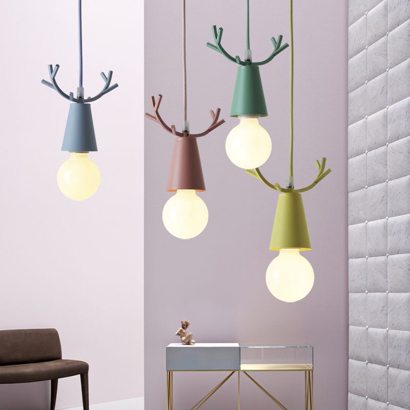 Antlers Metal Hanging Light Fixtures Modern Shop Pendant Light with 1 Light