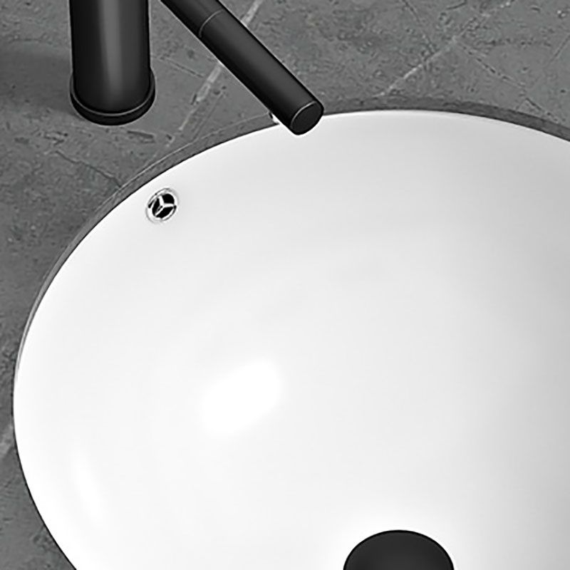 Bathroom Sink Ceramic Pull-out Faucet White Rectangular Washroom Sink