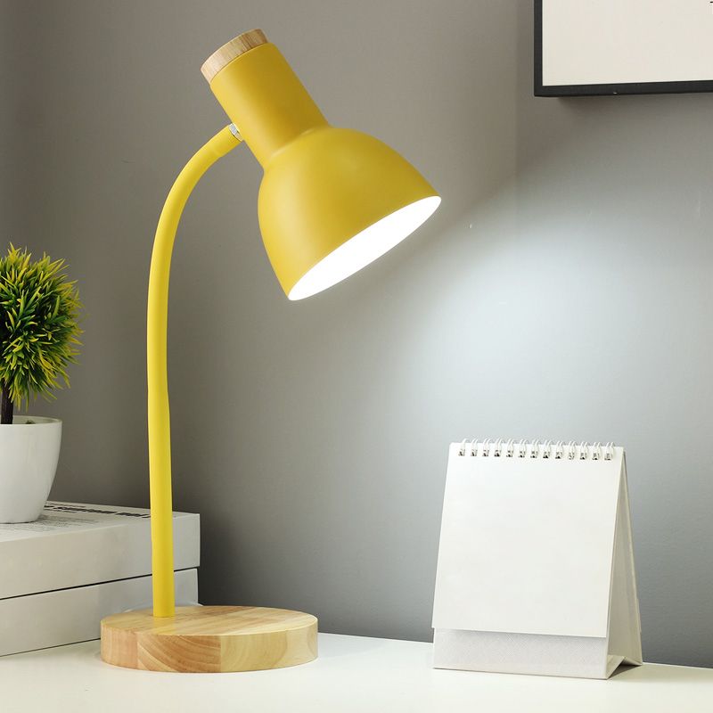 Luces de mesa nocturna de macarrón campana lámparas de mesita de noche de 1 dormitorio con sombra de metal