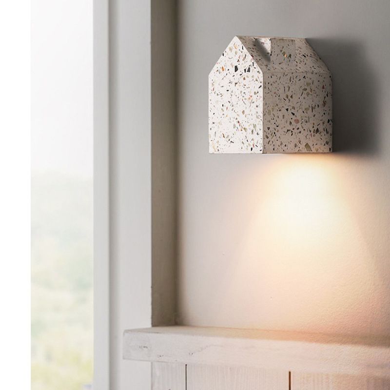 Modern Style House Shape Wall Sconce Stone 1 Light Sconces for Bedroom