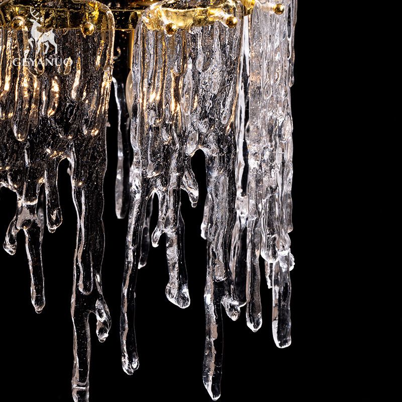 Modern Luxurious Island Pendant Lighting 7 Light Water Column Optical Crystal Island Ceiling Light for Living Room