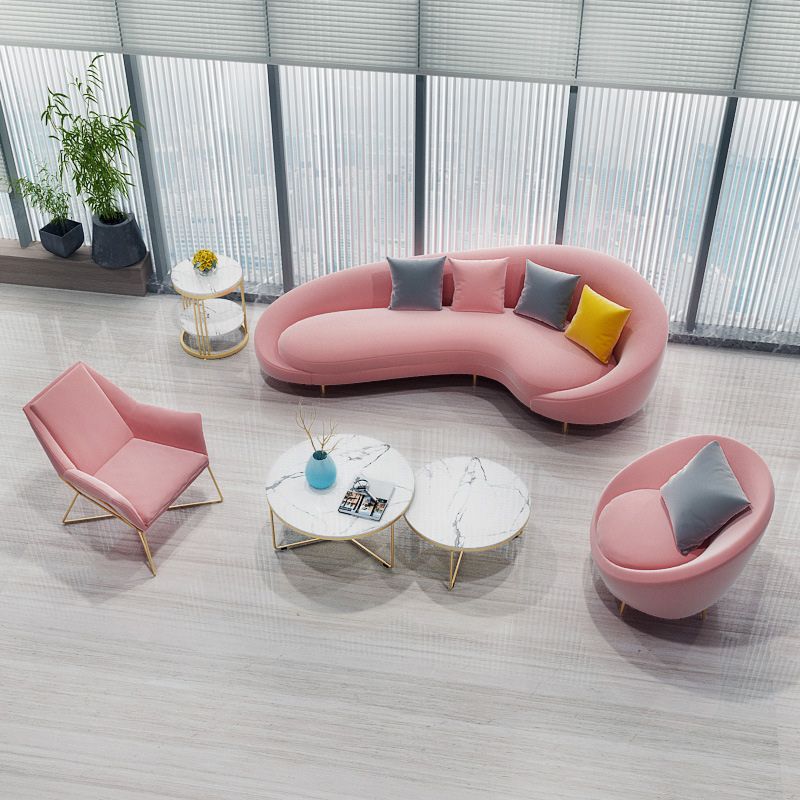 Contemporary 33.46" H Velvet Solid Color Curved Slope Arm Sofa
