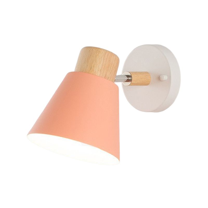 Modernism Metal Shaded Wall Light Polish Finish Wood Lighting for Room