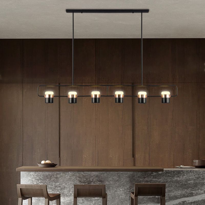 Modern Metal Track Lamps Multi-Head Restaurant Island Light Fixtures with Cylinder Shade