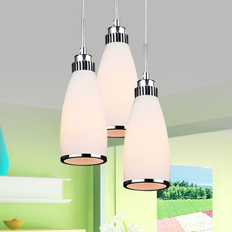 Modern Conical Pendant Ceiling Light Glass Dinning Room Ceiling Pendant Lamp in Silver