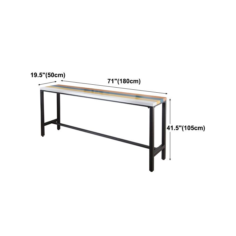 Rectangle Colorful Top Counter Table Metal Black Legs 42-inch Height Industrial Bar Table