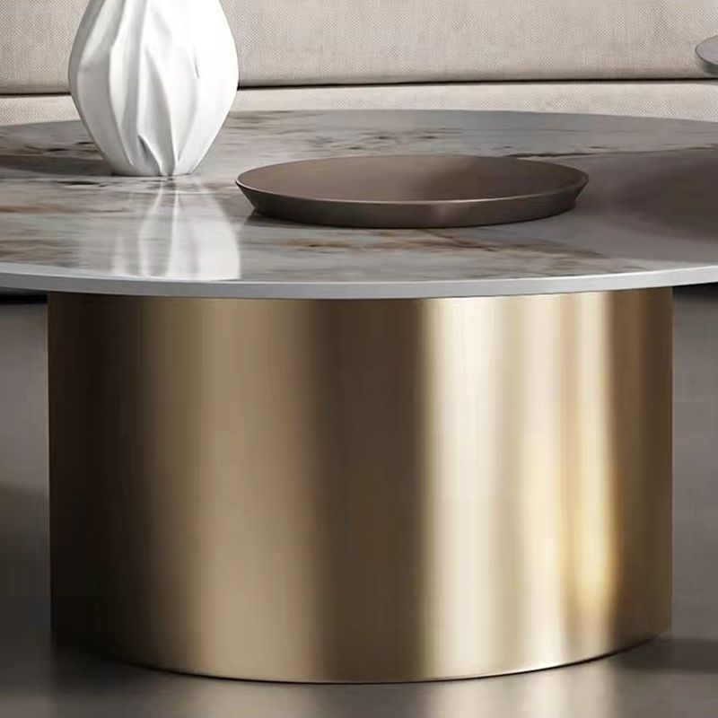 Pedestal Round Coffee Table Glam Slate Nesting Coffee Table Set