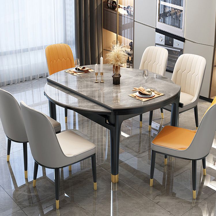 Modern Foldable  Stone Dining Table Rubber Wood Legs for Dining Room