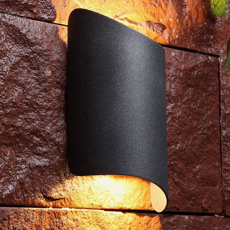 Black 2-Light LED Wall Lamp in Modern Simplicity Aluminium Waterproof Wall Light with Glass Shade