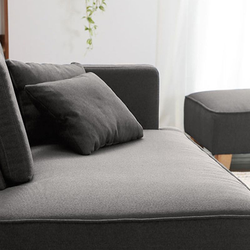 Scandinavian Lazy Sofa Linen Blend TV Chair with Pillows and Ottoman