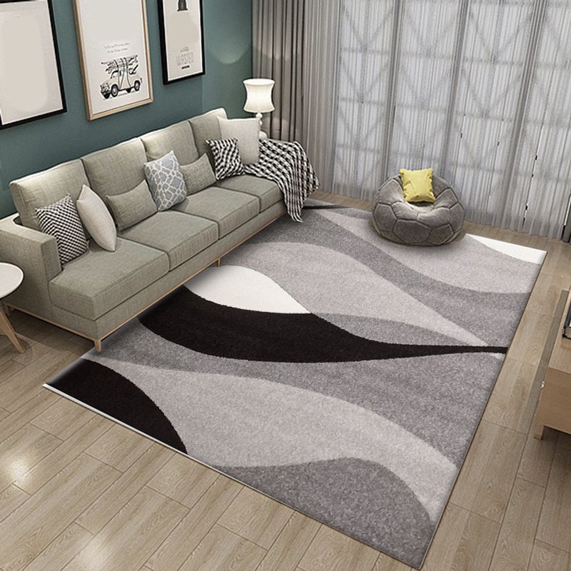 Künstlerischer mehrfarbiger moderner Teppich aus Synthetik, geometrischer Blockteppich, schmutzabweisend, rutschfeste Rückseite, maschinenwaschbarer Teppich zur Dekoration