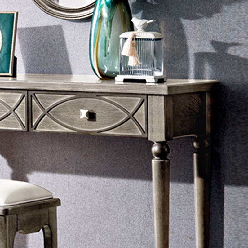 Oak Vanity Set with Stool Gray Vanity with Drawer and Mirror