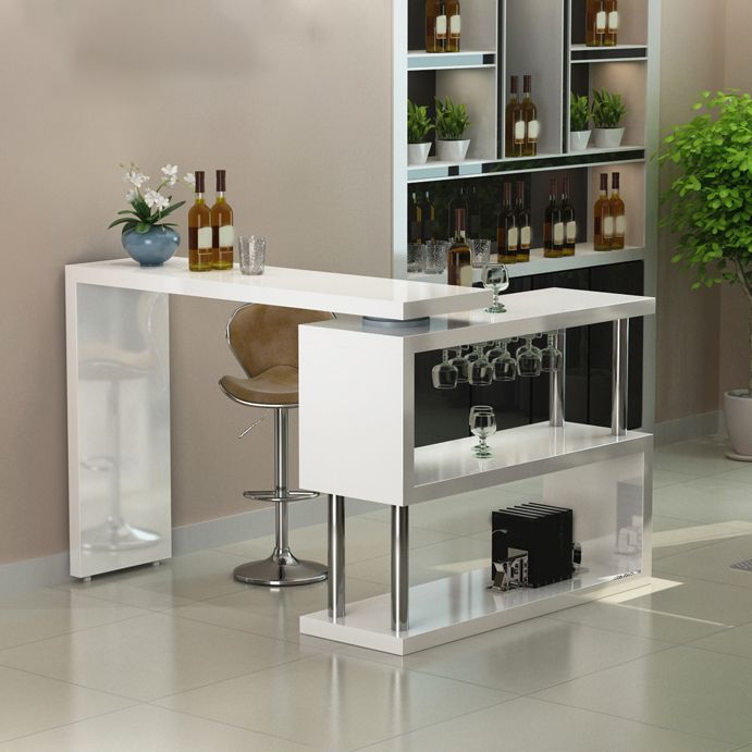 Chipboard Bar Table White Dining Table for Kitchen Living Room