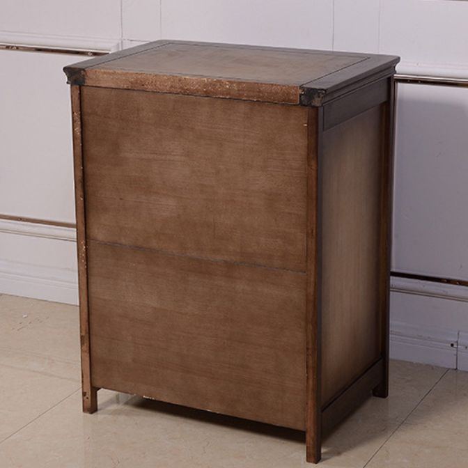 Mid-Century Modern Solid Wood Accent Chest with Drawers in Brown
