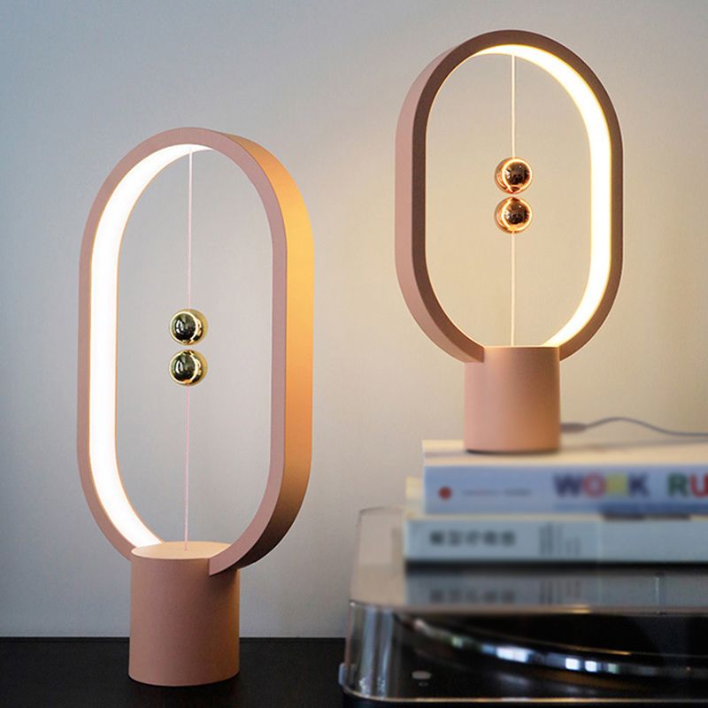 Macaroon Plastic Table Light 1-Light Bedroom LED Nightstand Lamp with Touch Switch