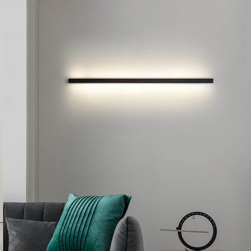 1 Light Linear Wall Mounted Lamps Modern Style Metal Wall Sconce Lights in Black