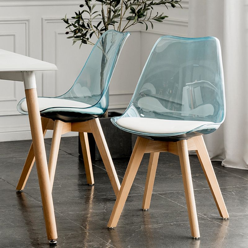 Skandinavische PU -Leder -Esstühle Armless Solid Back Stuhl