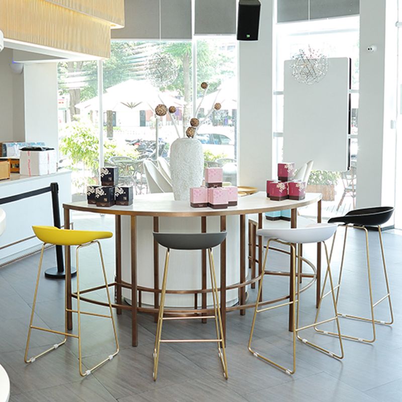 Contemporary Plastic Armless Bar Stool Low Back Bar Height Stool with Metal Frame