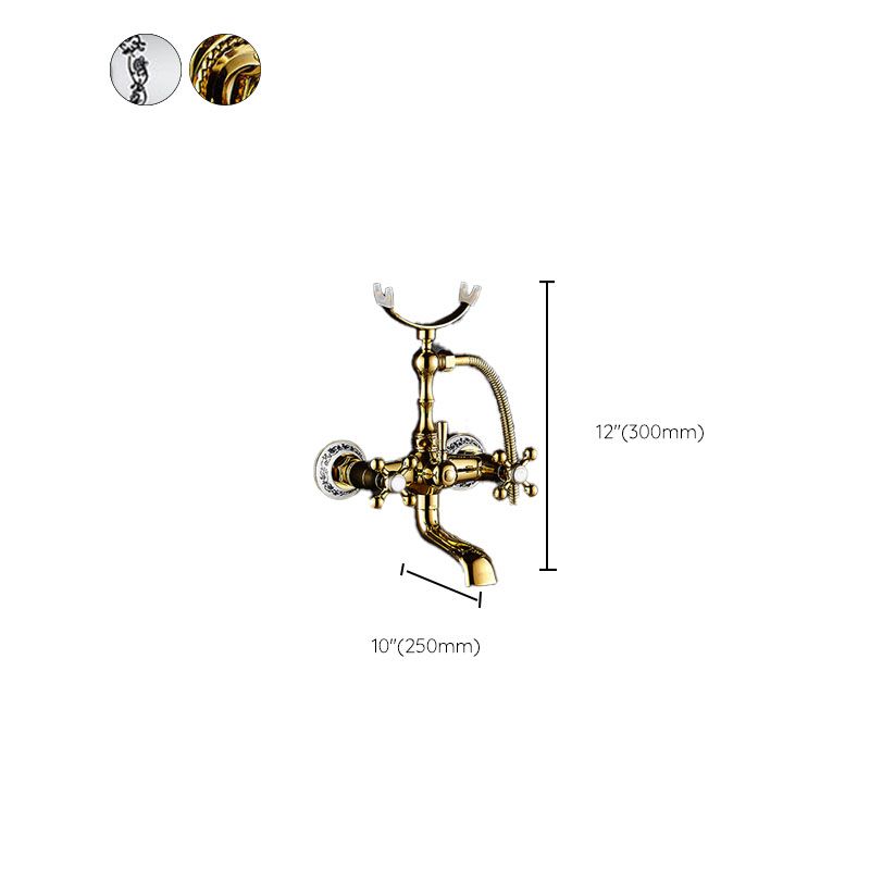 Traditional Style Tub Faucet Copper Wall-mounted Tub Faucet with Hand Shower