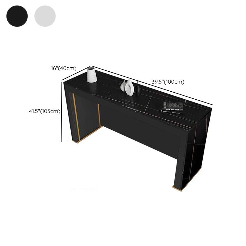 Modern Sintered Stone Bistro Table Rectangle Bar Table with Wooden Base