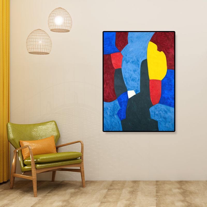 Toile graphique imprimée à la main, peintures aux couleurs douces, décor mural abstrait pour salon