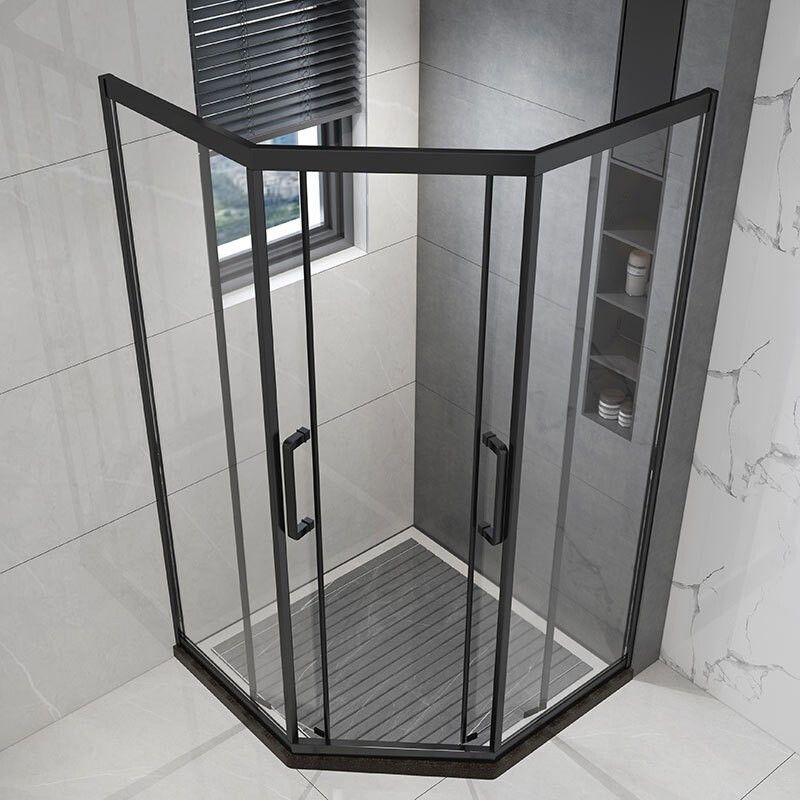 Framed Black Shower Enclosure Double Sliding Neo-Angle Shower Enclosure