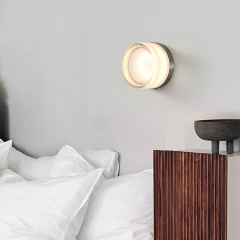 Contemporary Single Silver Wall Mounted Sconce Glass LED Statement Wall Light