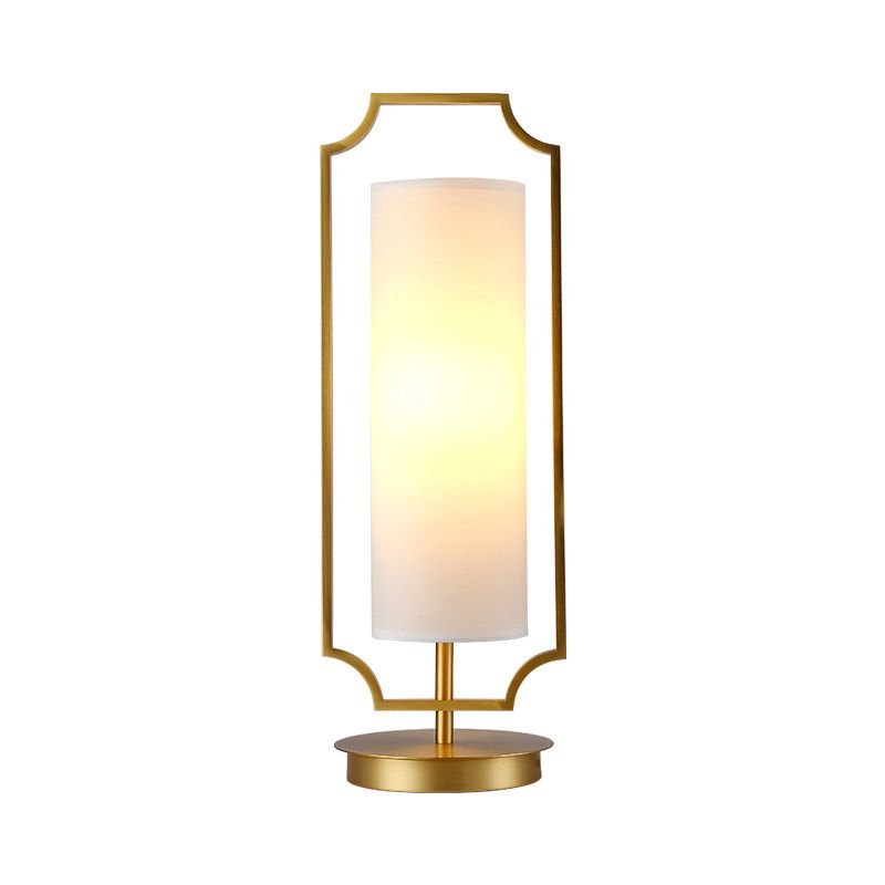 Luxury Cylinder Night Table Lighting Metal 1 Head Living Room Nightstand Light in White
