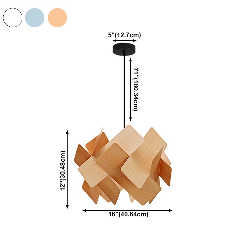 Forme de géométrie Lampe suspendue en faux bois 1