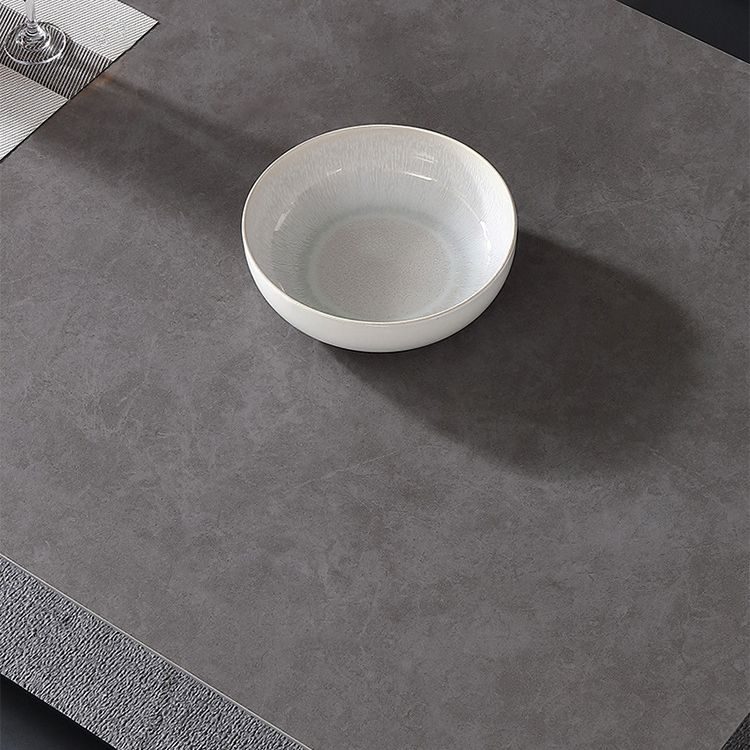 Contemporary Rectangle Dining Table Sintered Stone Dining Table with 4 Black Legs