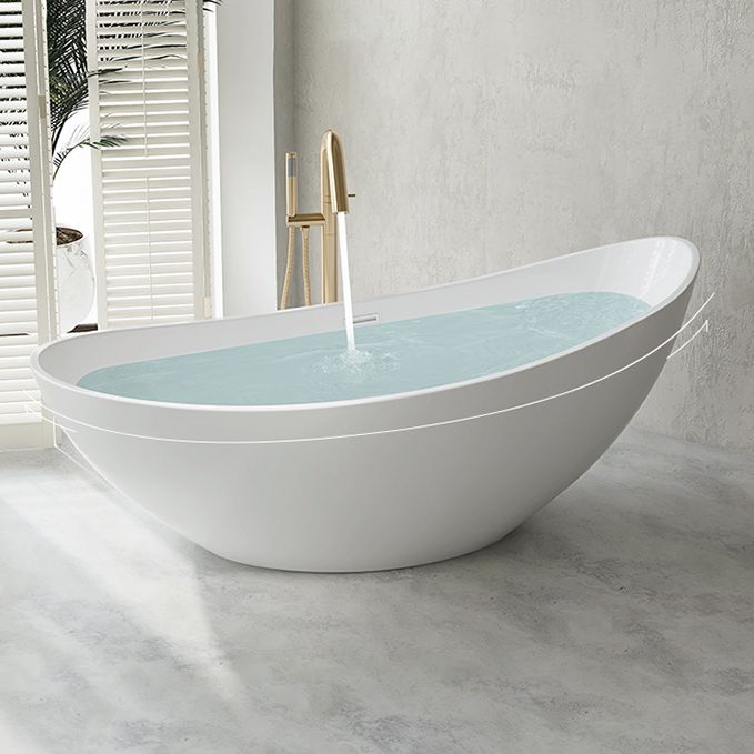Oval Flat Bottom Soaking Bathtub Antique Finish Modern Bathtub (Board not Included)