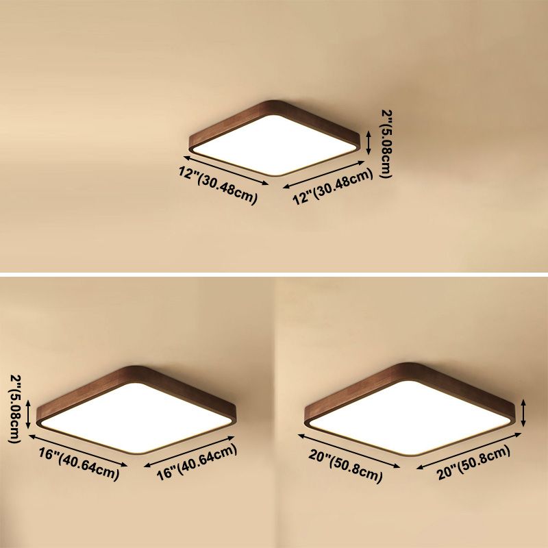 Wooden Rectangular Flush Mount Ceiling Light with White Acrylic Shade for Office Meeting Room