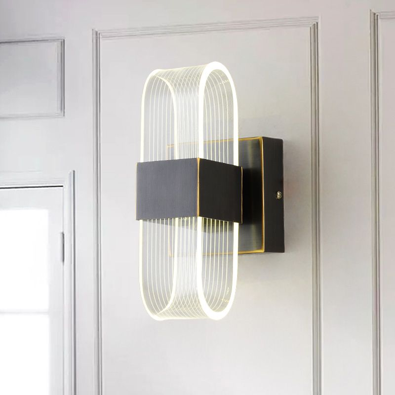 Metal Square Sconce Light Modernism LED Black Wall Mounted Lighting for Living Room
