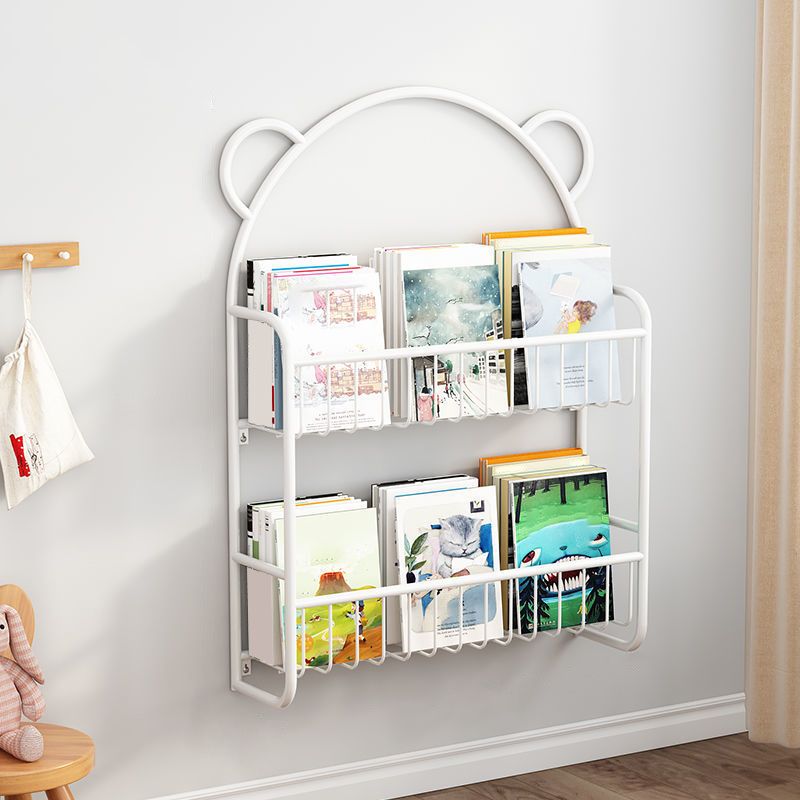 Metal Floating Scandinavian Bookcase Closed Back Bookshelf with Shelves