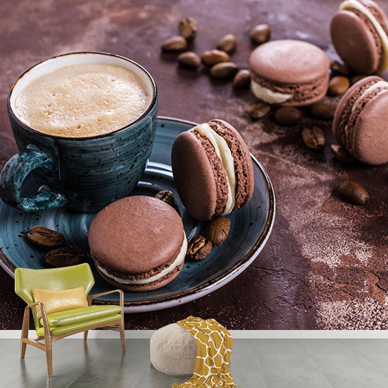 Environment Friendly Macaron Mural Decorative Wallpaper for Dessert Shop