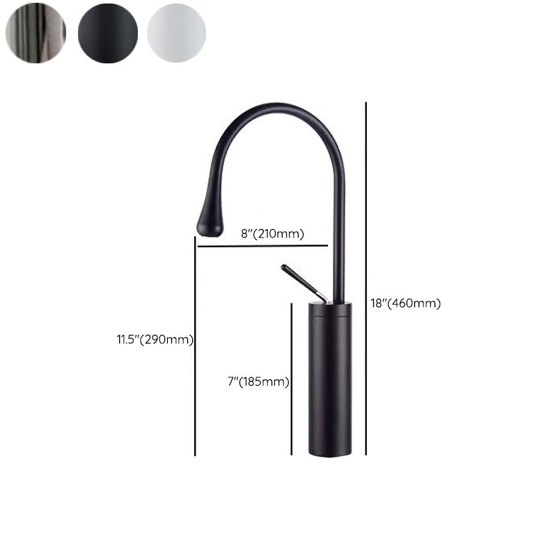 Gooseneck Lever Handles Sink Faucet Modern Circular Brass Bathroom Sink Faucet
